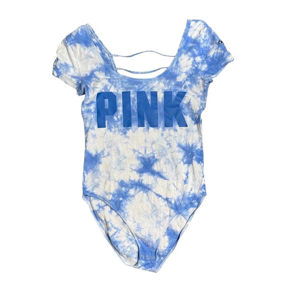 VS PINK Women's Bodysuit Tie Dye Blue White Small